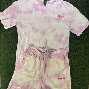 Men’s H&M Coca-Cola Purple Tie Dye Shirt-Shorts Combo